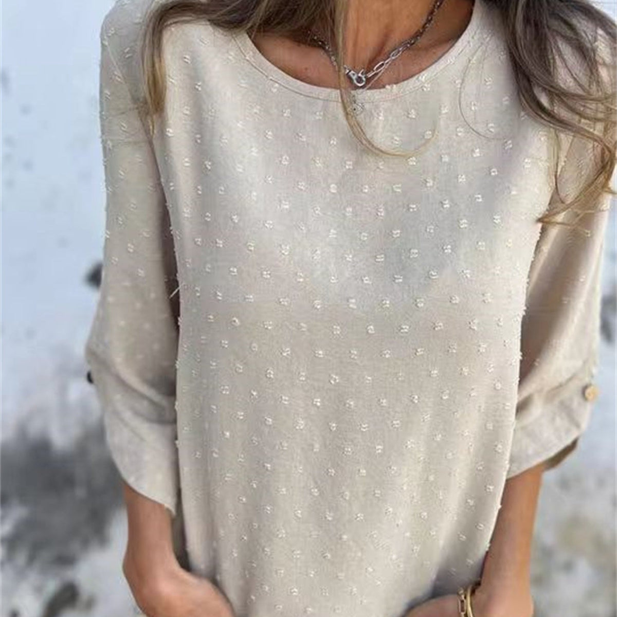 Jessa Round-Neck Jacquard Top | Soft Polyester Knit | Sizes S-4XL 