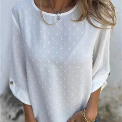 Jessa Round-Neck Jacquard Top | Soft Polyester Knit | Sizes S-4XL 