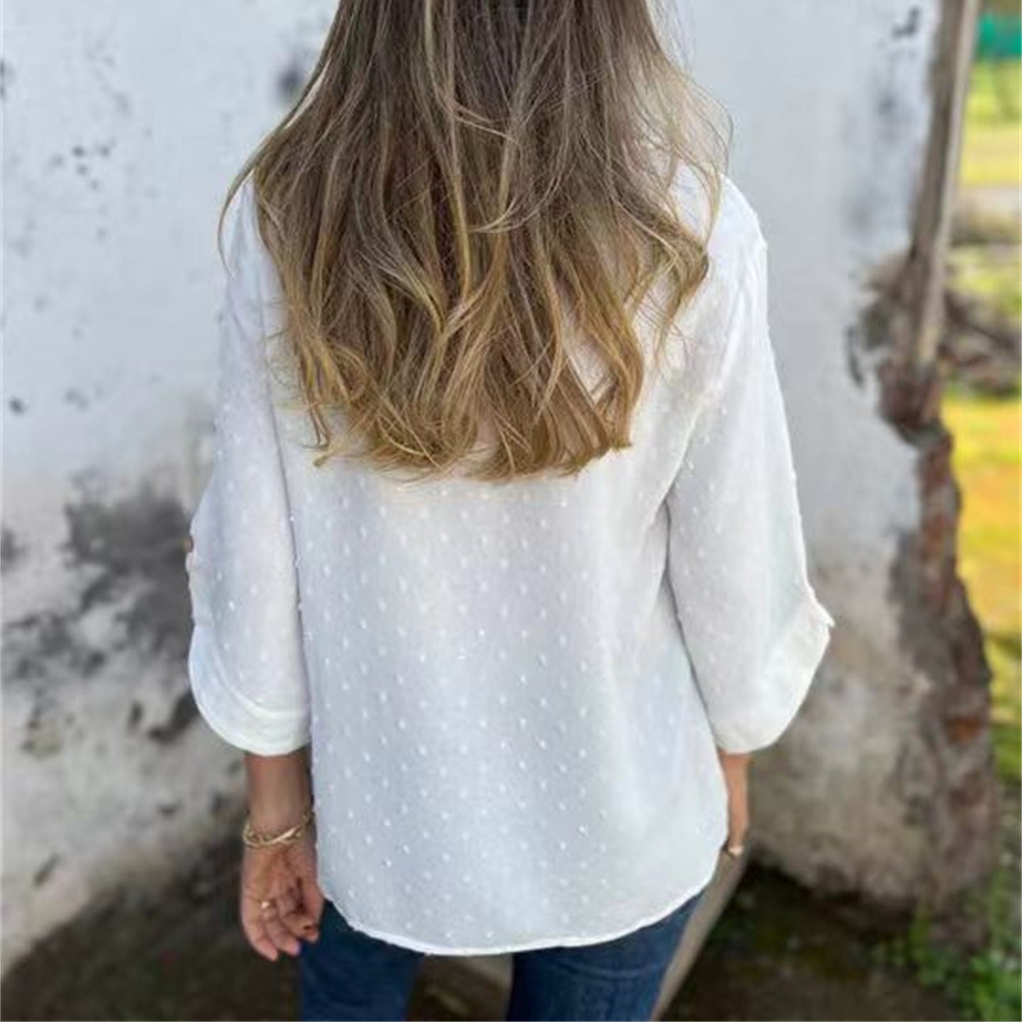 Jessa Round-Neck Jacquard Top | Soft Polyester Knit | Sizes S-4XL 