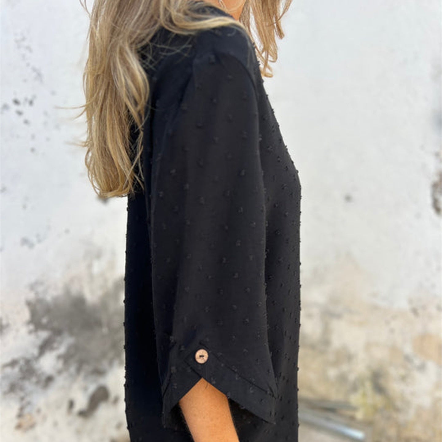 Jessa Round-Neck Jacquard Top | Soft Polyester Knit | Sizes S-4XL 
