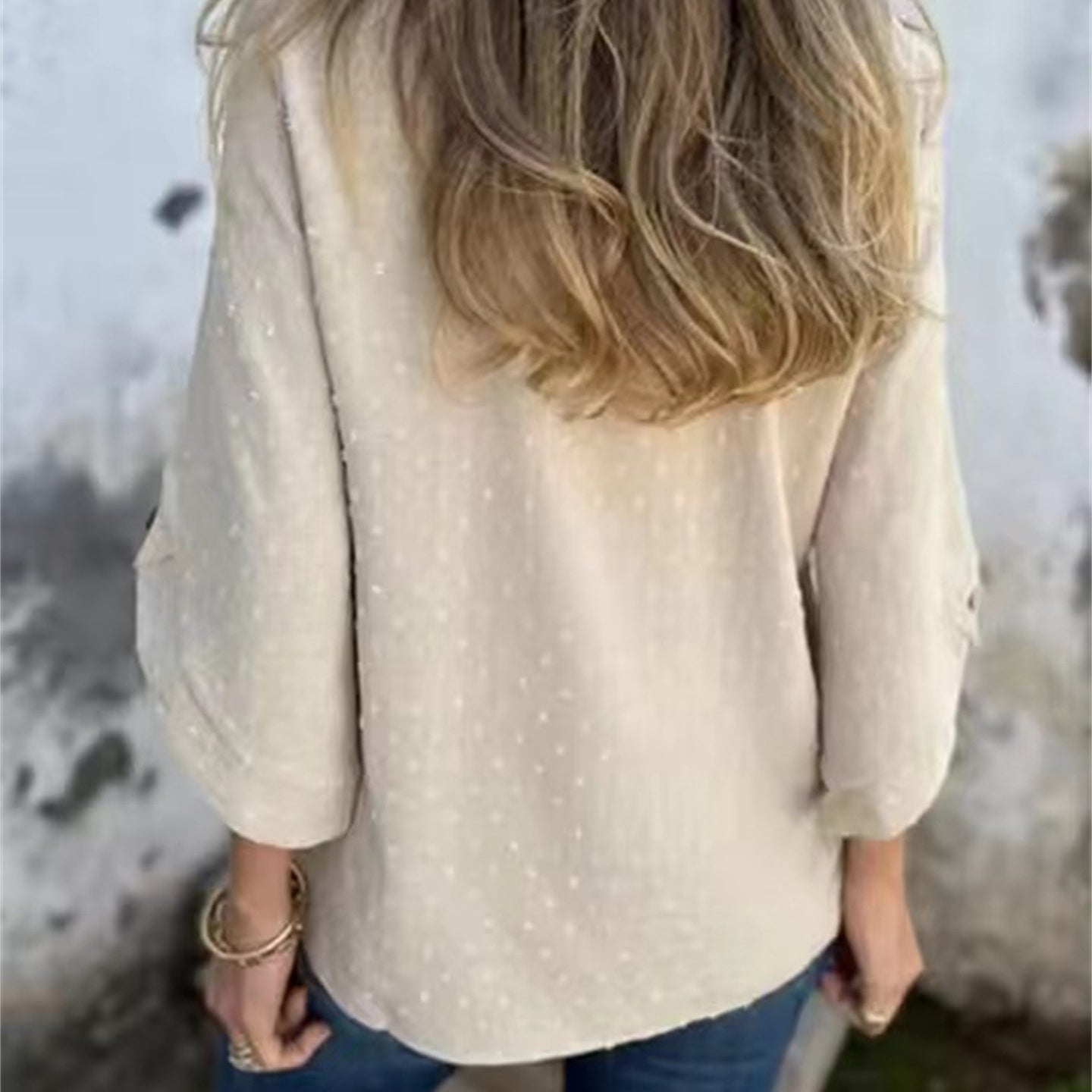 Jessa Round-Neck Jacquard Top | Soft Polyester Knit | Sizes S-4XL 