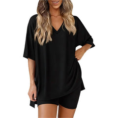 Lara Relaxed Tee & High-Waist Shorts Set | Soft Breathable Warm-Weather Outfit 