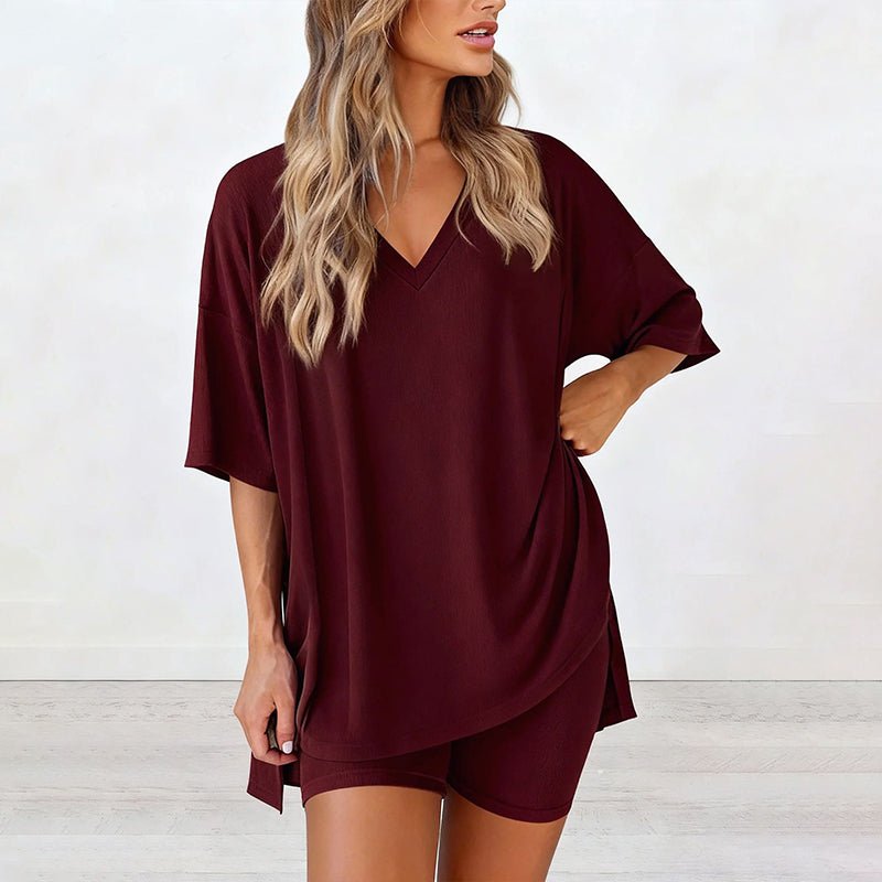 Lara Relaxed Tee & High-Waist Shorts Set | Soft Breathable Warm-Weather Outfit 