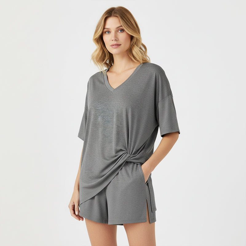 Lara Relaxed Tee & High-Waist Shorts Set | Soft Breathable Warm-Weather Outfit 