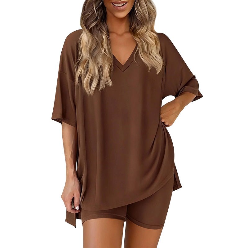 Lara Relaxed Tee & High-Waist Shorts Set | Soft Breathable Warm-Weather Outfit 