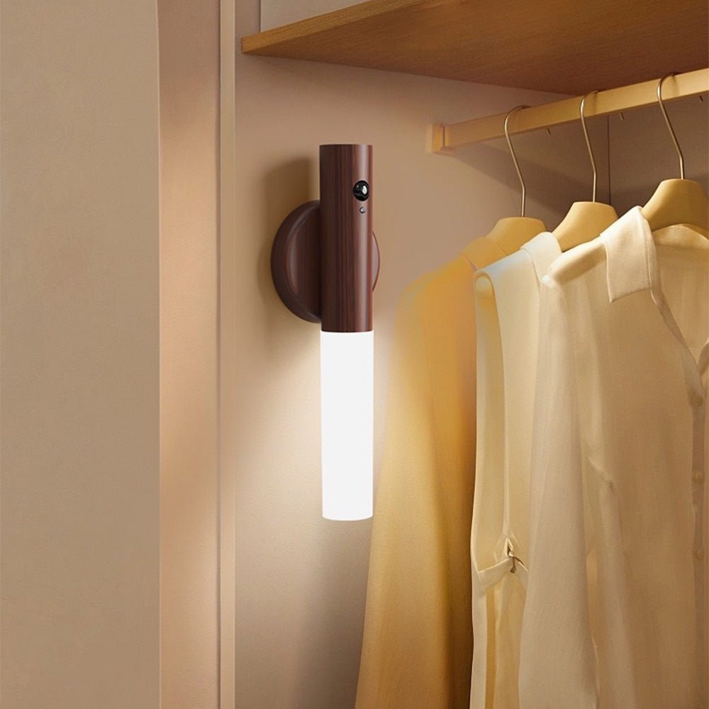 LED Motion Sensor Wall Light with Wooden Base – Energy Efficient and Stylish Design 