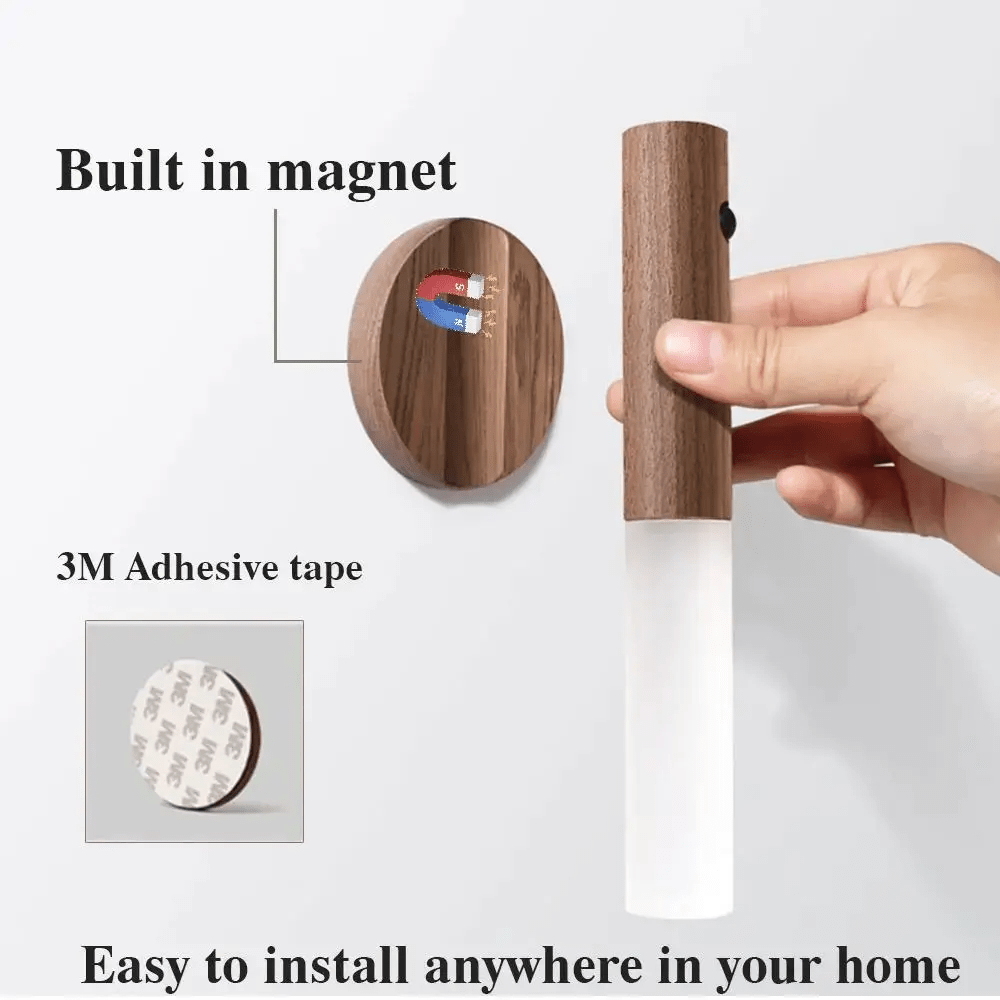 LED Motion Sensor Wall Light with Wooden Base – Energy Efficient and Stylish Design 