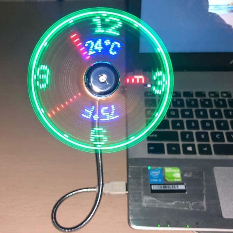LiftAir USB Desk Fan | Time & Temperature Readout With Flexible Neck 
