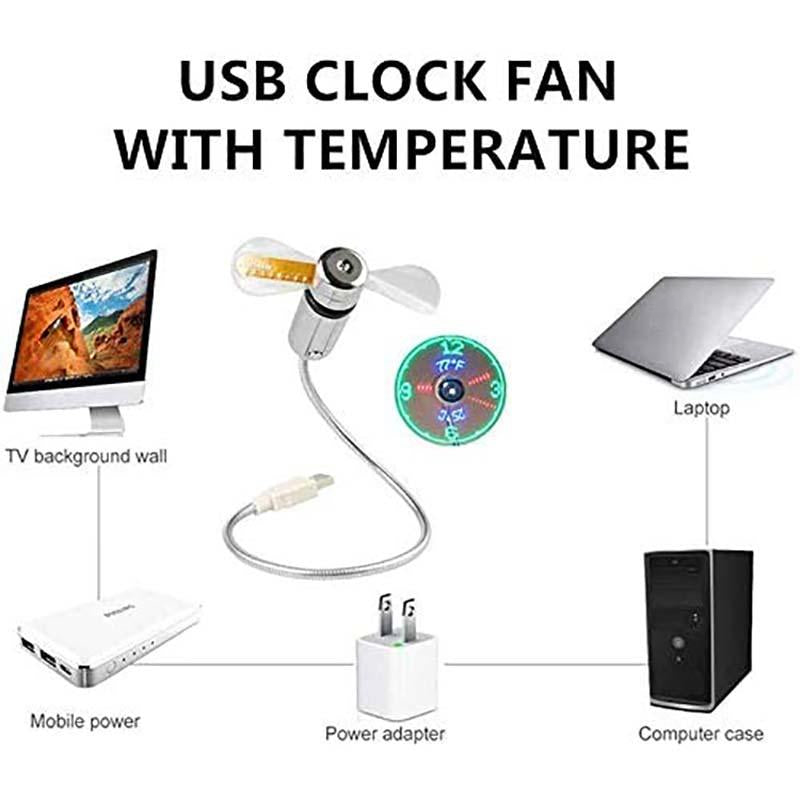 LiftAir USB Desk Fan | Time & Temperature Readout With Flexible Neck 