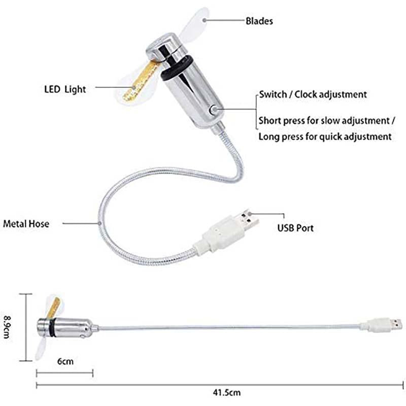 LiftAir USB Desk Fan | Time & Temperature Readout With Flexible Neck 