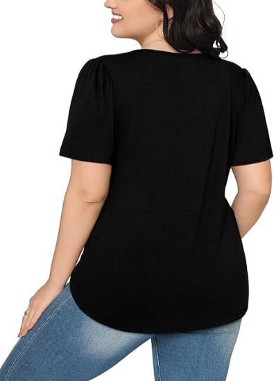 Liora Pleated Short Sleeve Top | Scoop Neck Pull-On Women's Blouse 