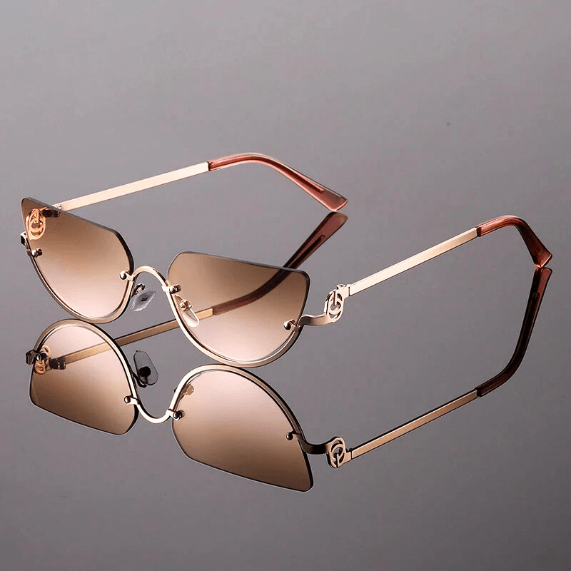 Liora Retro Sunglasses | UV400 Protection, Golden Frames 