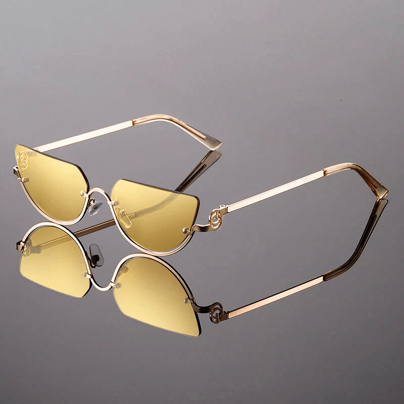 Liora Retro Sunglasses | UV400 Protection, Golden Frames 