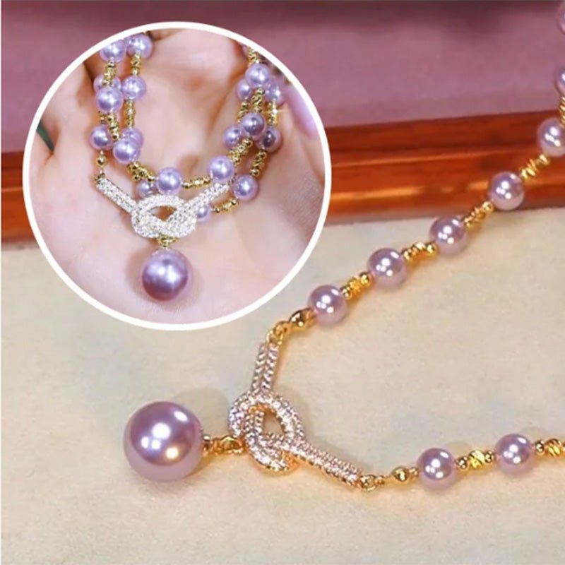 Luna Glow Simulated Pearl Necklace | Sparkling Rhinestone Details, 17.7 in 