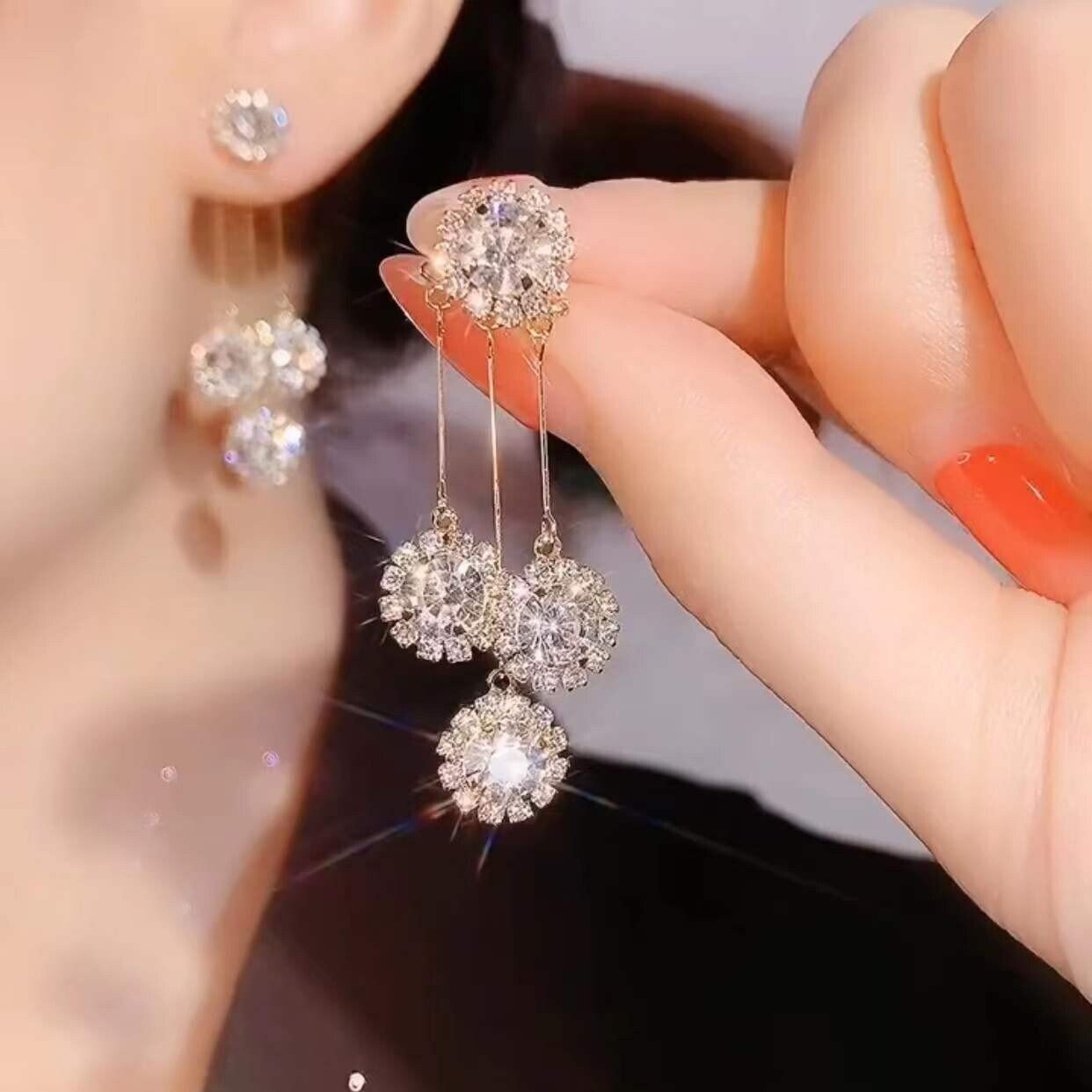 Luna Petal Zirconia Earrings | Hypoallergenic Gold-Plated Sparkle 