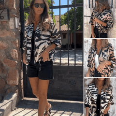 Luna Zebra Print Lightweight Bomber Jacket | Zip Front Fall Layer 