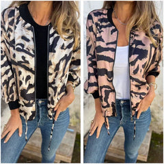 Luna Zebra Print Lightweight Bomber Jacket | Zip Front Fall Layer 