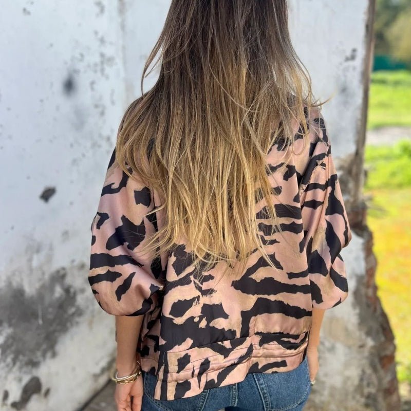Luna Zebra Print Lightweight Bomber Jacket | Zip Front Fall Layer 