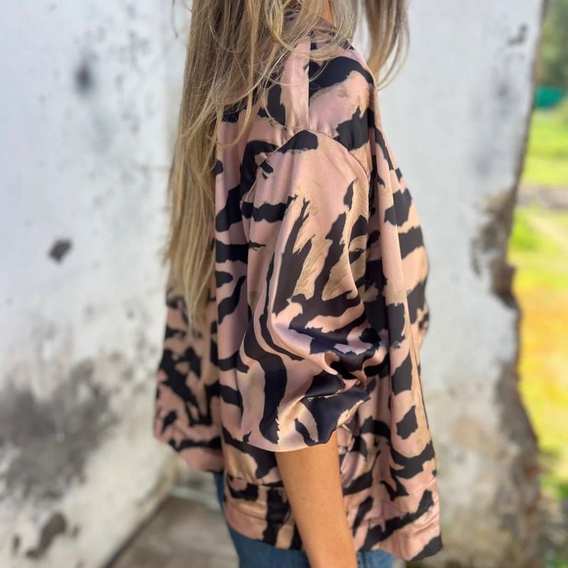 Luna Zebra Print Lightweight Bomber Jacket | Zip Front Fall Layer 