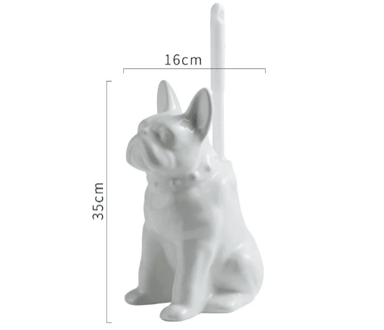 Luxury Ceramic Toilet Brush with Unique Dog Design – Stylish Toilet Bowl Brush and Holder for Bathroom Decor 