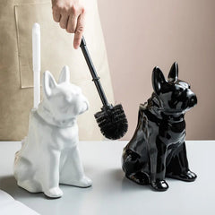 Luxury Ceramic Toilet Brush with Unique Dog Design – Stylish Toilet Bowl Brush and Holder for Bathroom Decor 