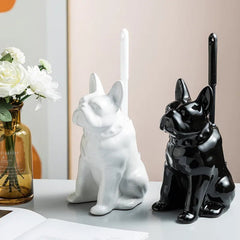 Luxury Ceramic Toilet Brush with Unique Dog Design – Stylish Toilet Bowl Brush and Holder for Bathroom Decor 