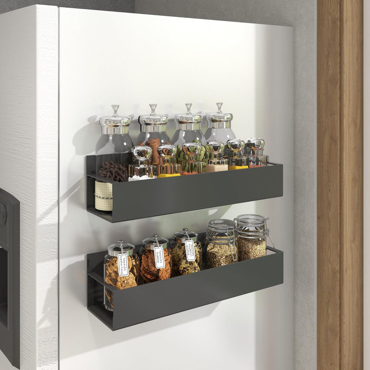 Magnetic Kitchen Spice Rack with Reinforced Steel Frame 