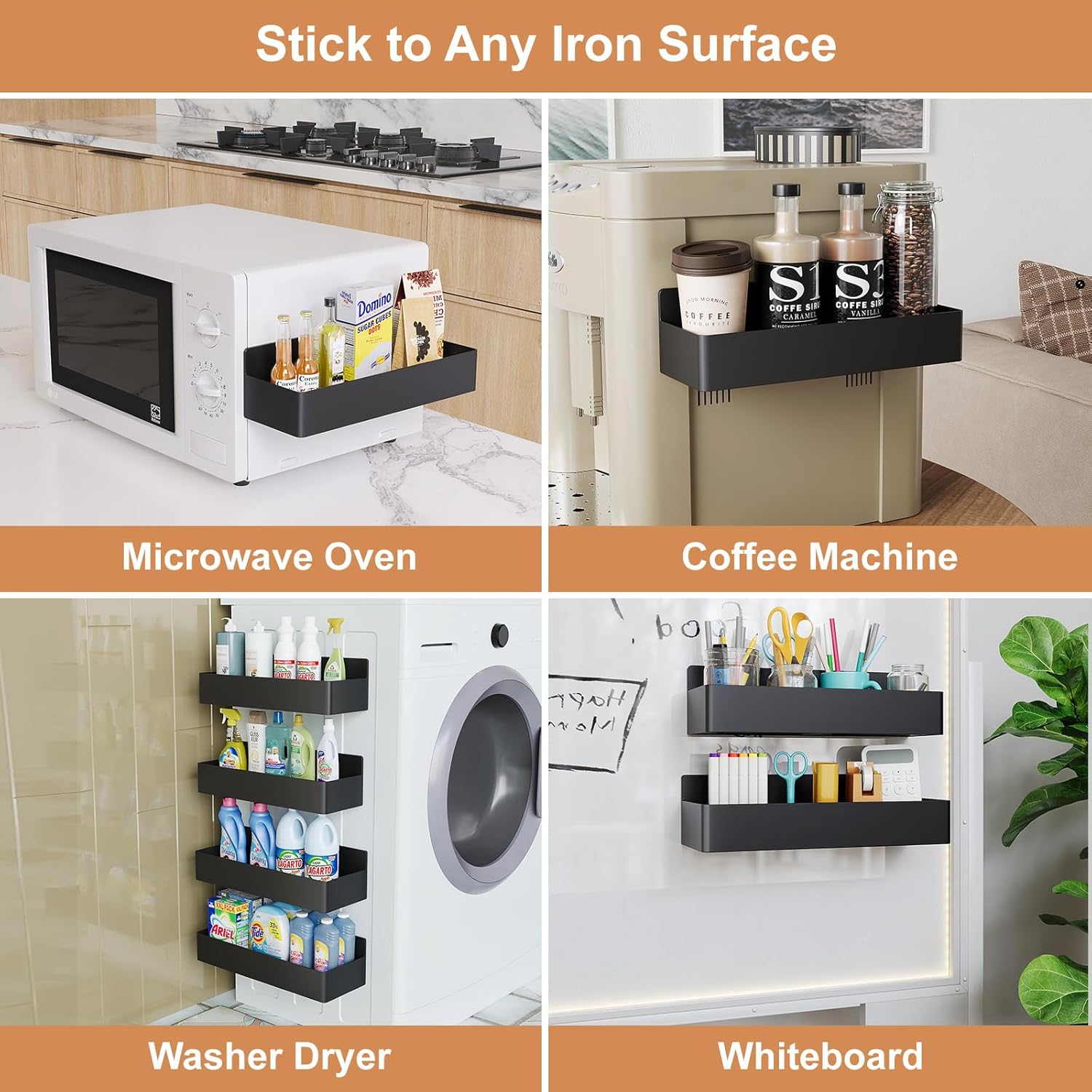 Magnetic Kitchen Spice Rack with Reinforced Steel Frame 