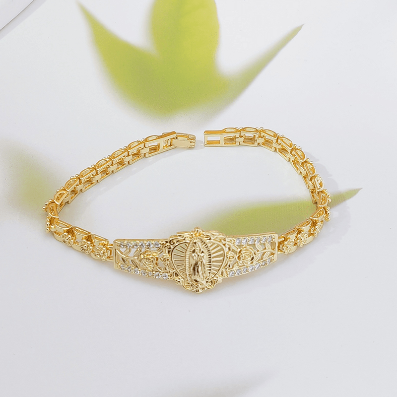 Marian Medallion Bracelet | Gold-Plated Copper Filigree Faith Jewelry 