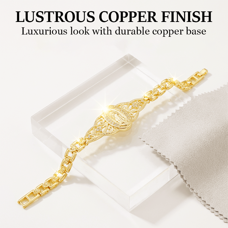 Marian Medallion Bracelet | Gold-Plated Copper Filigree Faith Jewelry 