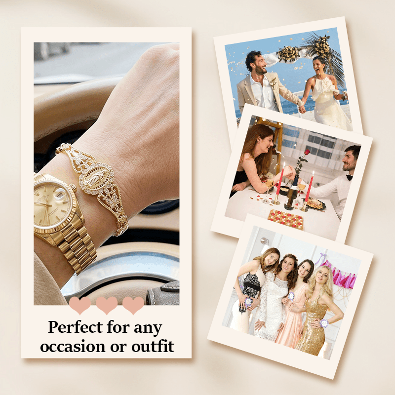 Marian Medallion Bracelet | Gold-Plated Copper Filigree Faith Jewelry 