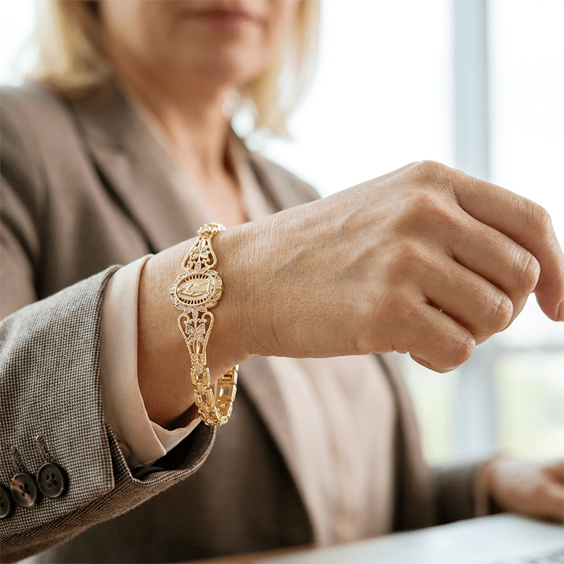 Marian Medallion Bracelet | Gold-Plated Copper Filigree Faith Jewelry 