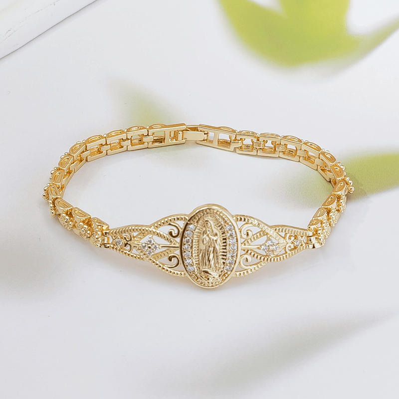 Marian Medallion Bracelet | Gold-Plated Copper Filigree Faith Jewelry 