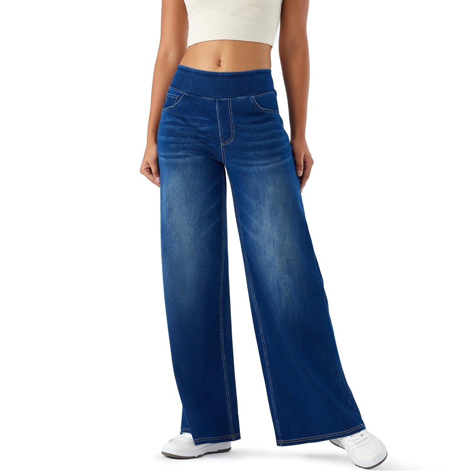 Maris Relaxed Stretch Wide-Leg Jeans | Mid-Rise Fit & Four Pockets 