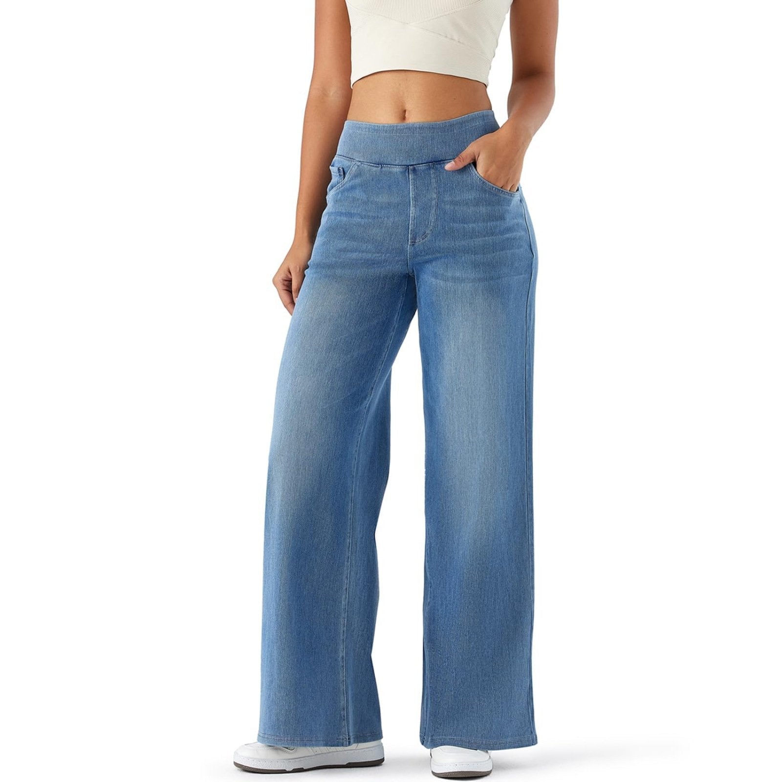 Maris Relaxed Stretch Wide-Leg Jeans | Mid-Rise Fit & Four Pockets 
