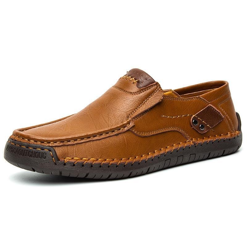 Marston Leather Slip-On Shoes | Padded Insole, Round Toe Daily Wear 