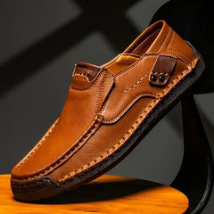 Marston Leather Slip-On Shoes | Padded Insole, Round Toe Daily Wear 