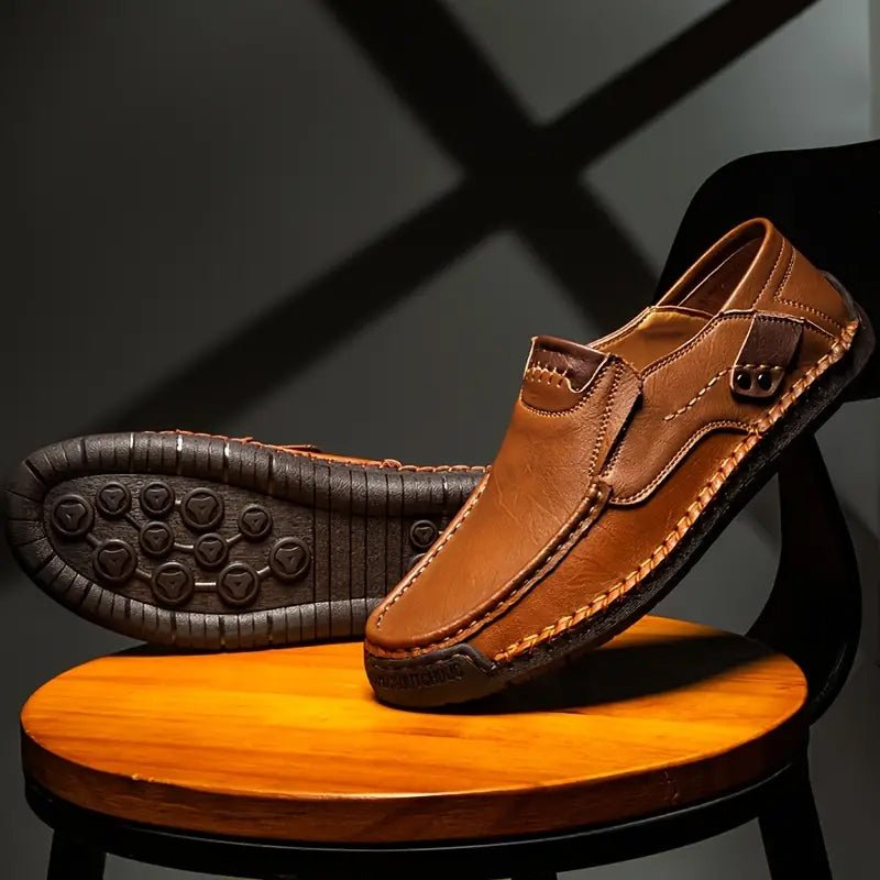 Marston Leather Slip-On Shoes | Padded Insole, Round Toe Daily Wear 