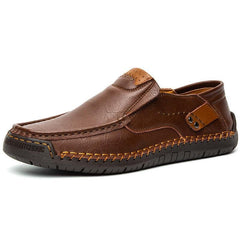 Marston Leather Slip-On Shoes | Padded Insole, Round Toe Daily Wear 