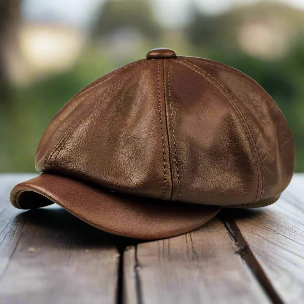 Maverick Men's Leather Cap | Handcrafted Genuine Leather, Vintage-Inspired 
