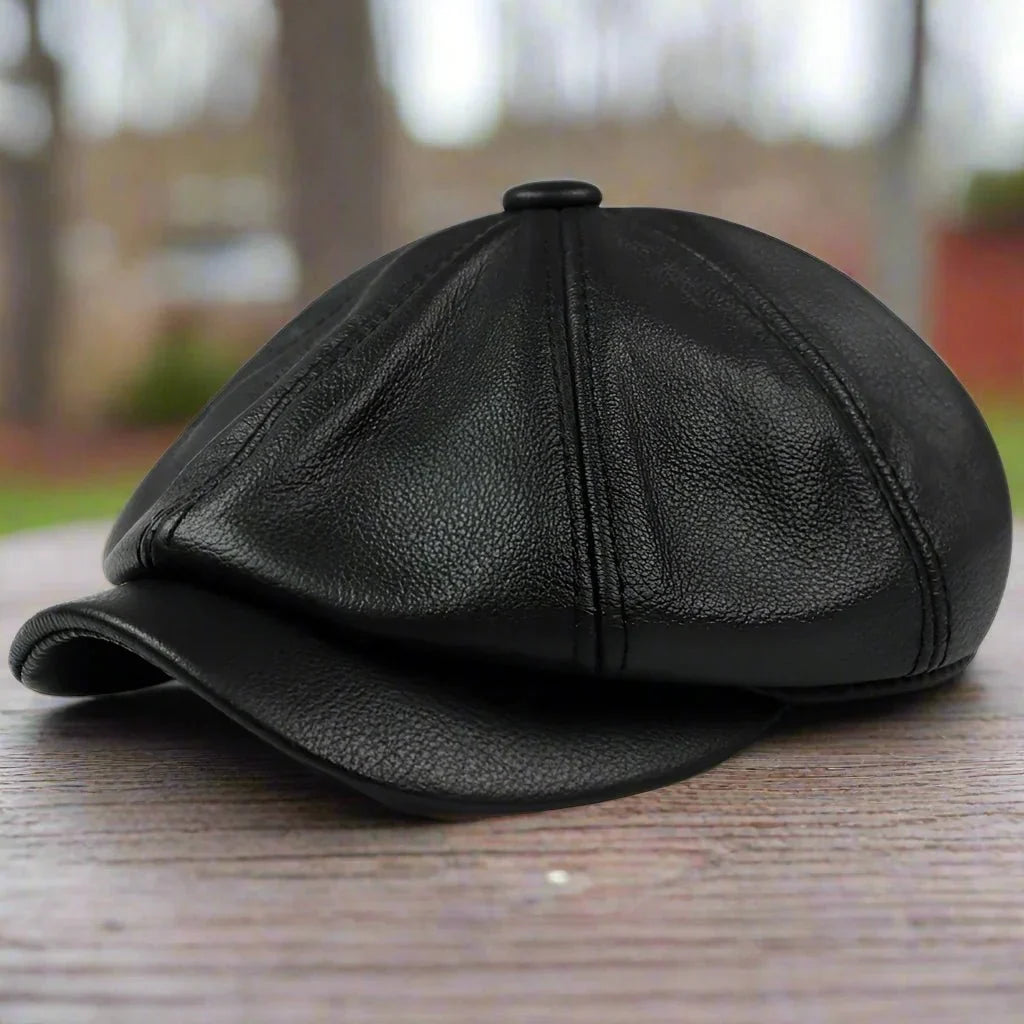 Maverick Men's Leather Cap | Handcrafted Genuine Leather, Vintage-Inspired 