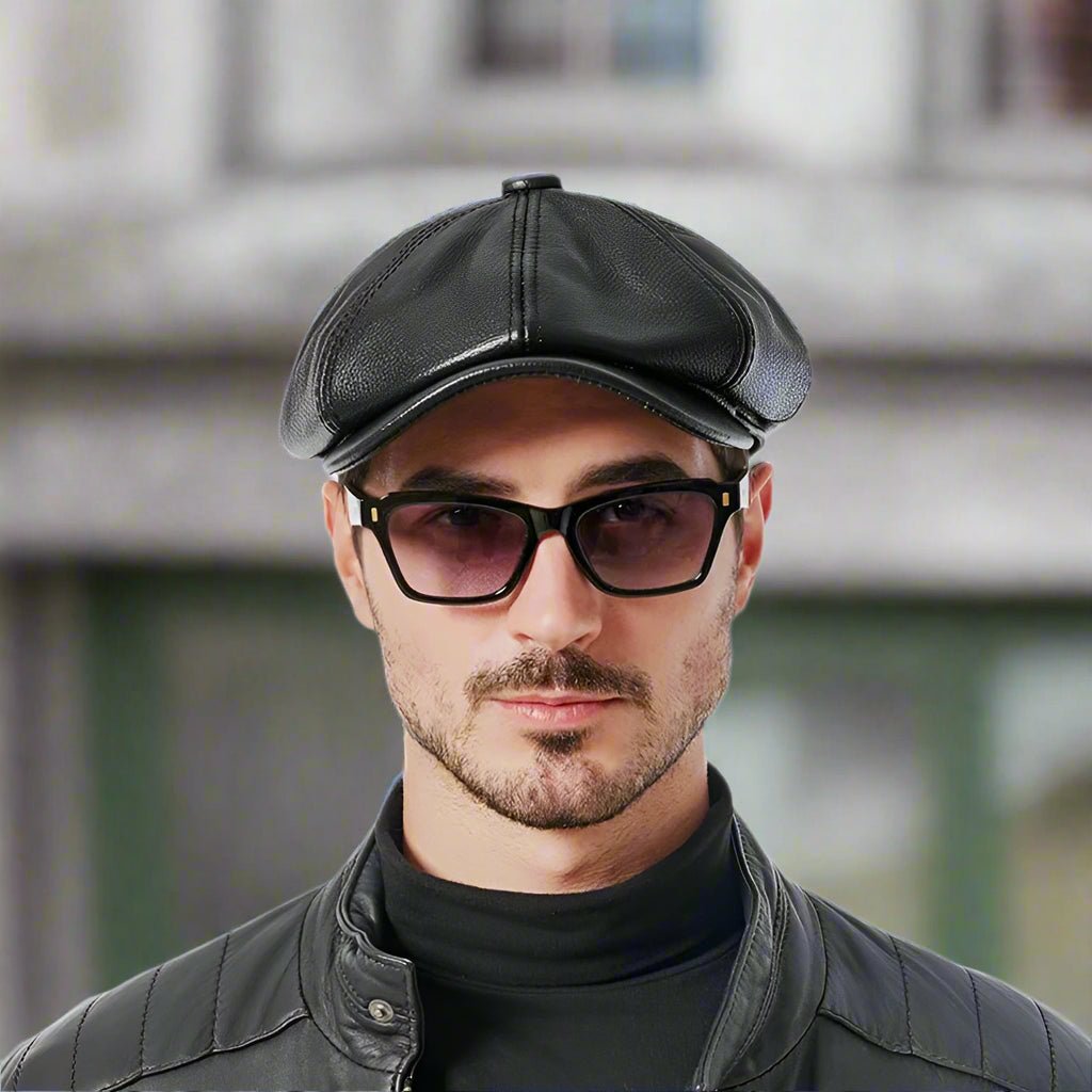 Maverick Men's Leather Cap | Handcrafted Genuine Leather, Vintage-Inspired 