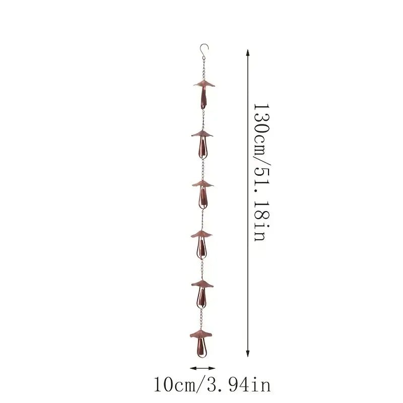 Meadowcap Iron Rain Chain | Mushroom Gutter Water Diverter for Garden Decor 