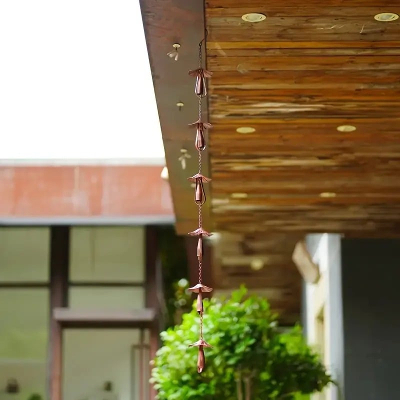 Meadowcap Iron Rain Chain | Mushroom Gutter Water Diverter for Garden Decor 