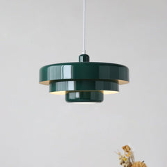 Mid-Century Pendant Light in Orange Metal – Bauhaus Style Ceiling Fixture 