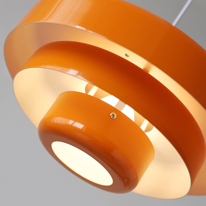 Mid-Century Pendant Light in Orange Metal – Bauhaus Style Ceiling Fixture 