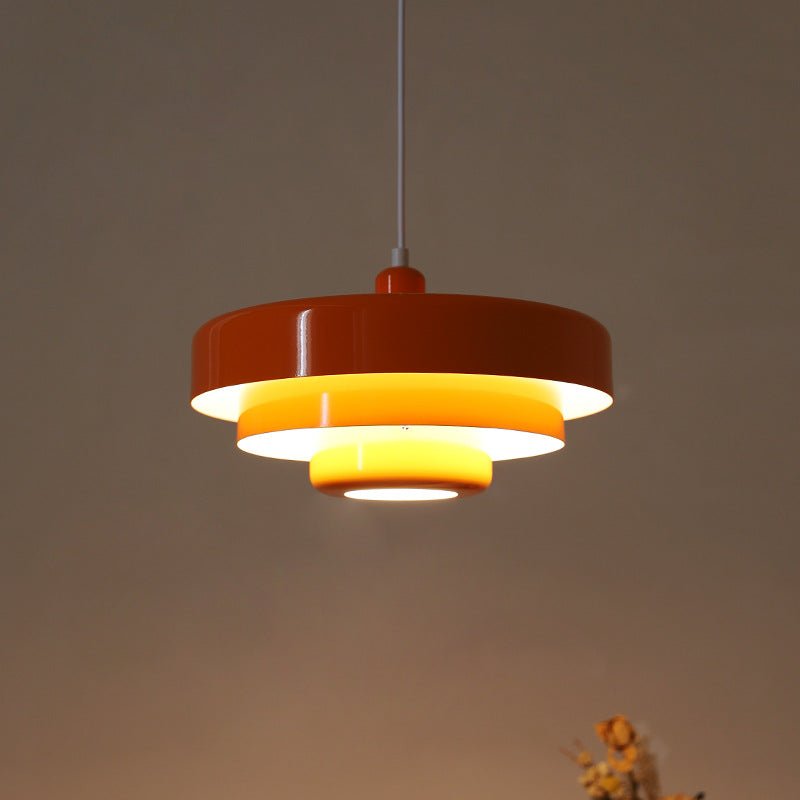 Mid-Century Pendant Light in Orange Metal – Bauhaus Style Ceiling Fixture 