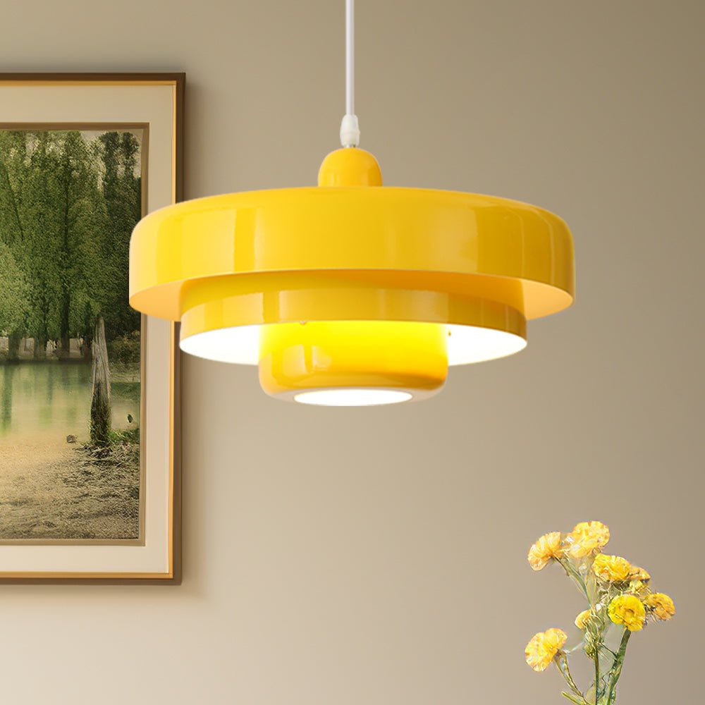 Mid-Century Pendant Light in Orange Metal – Bauhaus Style Ceiling Fixture 