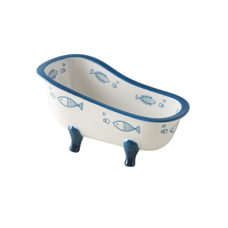 Mini Ceramic Bathtub Serving Dish – Vintage Clawfoot Design, Elegant Serving Bowl for Snacks and Sides 