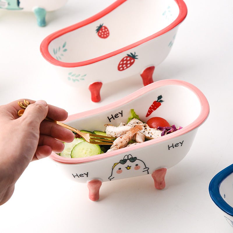 Mini Ceramic Bathtub Serving Dish – Vintage Clawfoot Design, Elegant Serving Bowl for Snacks and Sides 